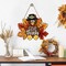 Deroro Give Thanks Sign Turkey Front Door Decor Thanksgiving Day Wood Door Hanger, Fall Wooden Thankful Wreath Hanging Decoration for Outdoor Outside Porch